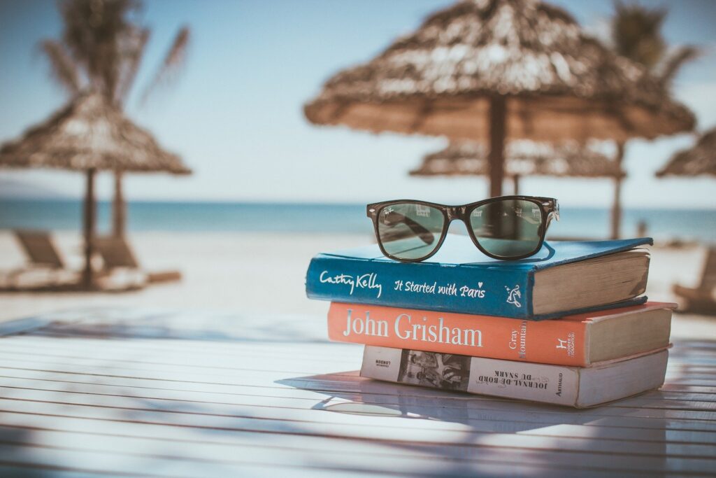 libros en la playa